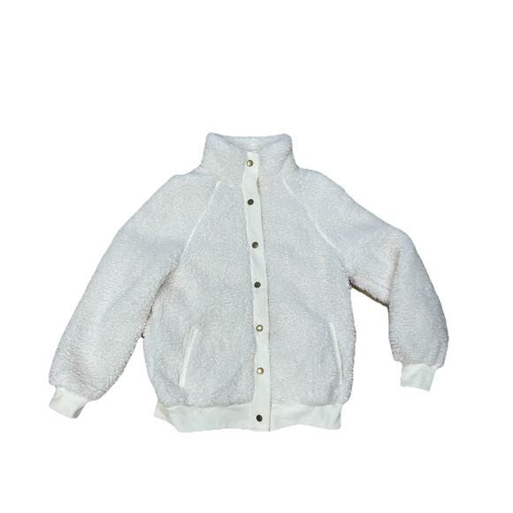 Merokeety Fuzzy Fleece Cardigan Jacket Cream/Off White Color Sz Small Soft Cozy - Picture 1 of 12